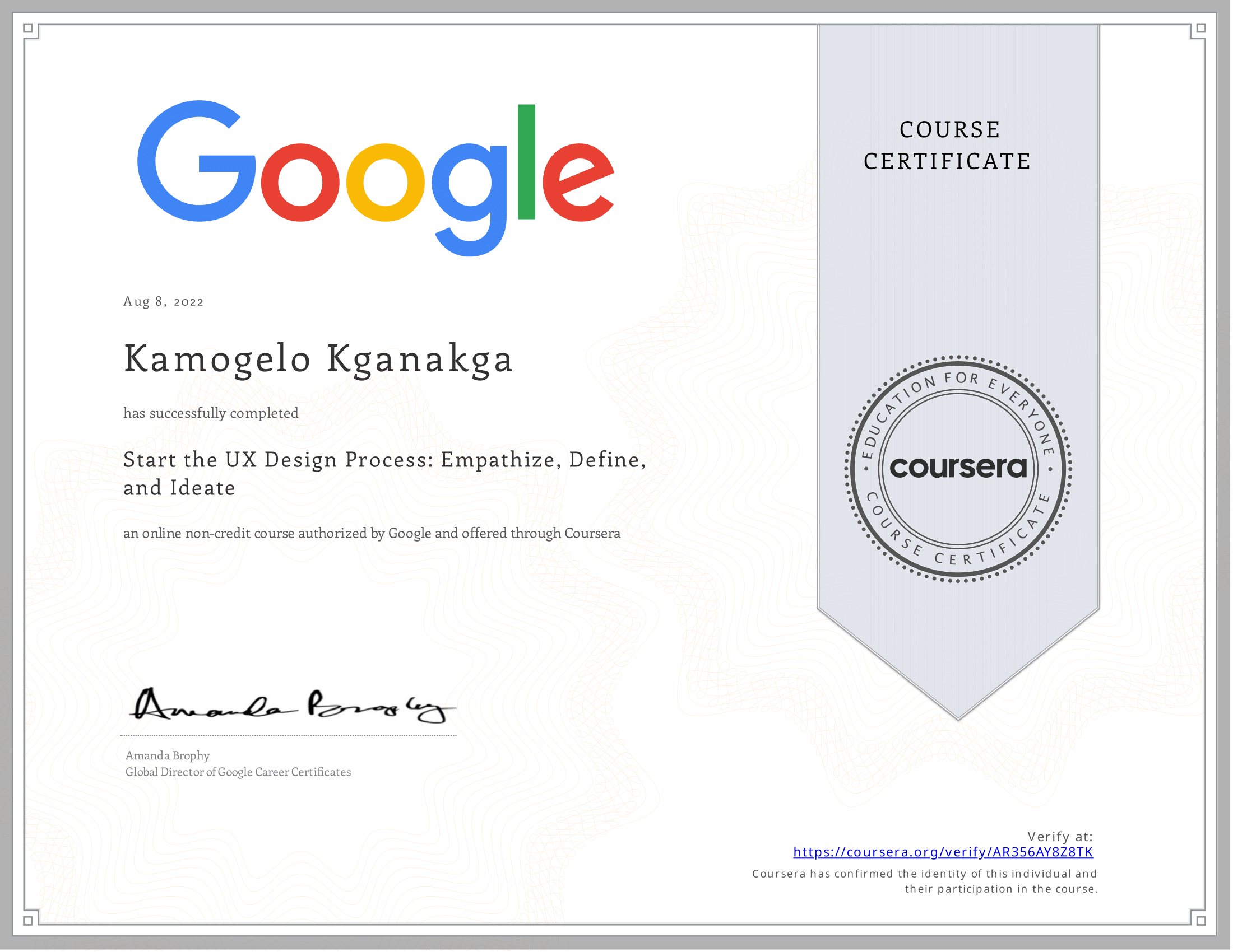 Google UX Design Certificate