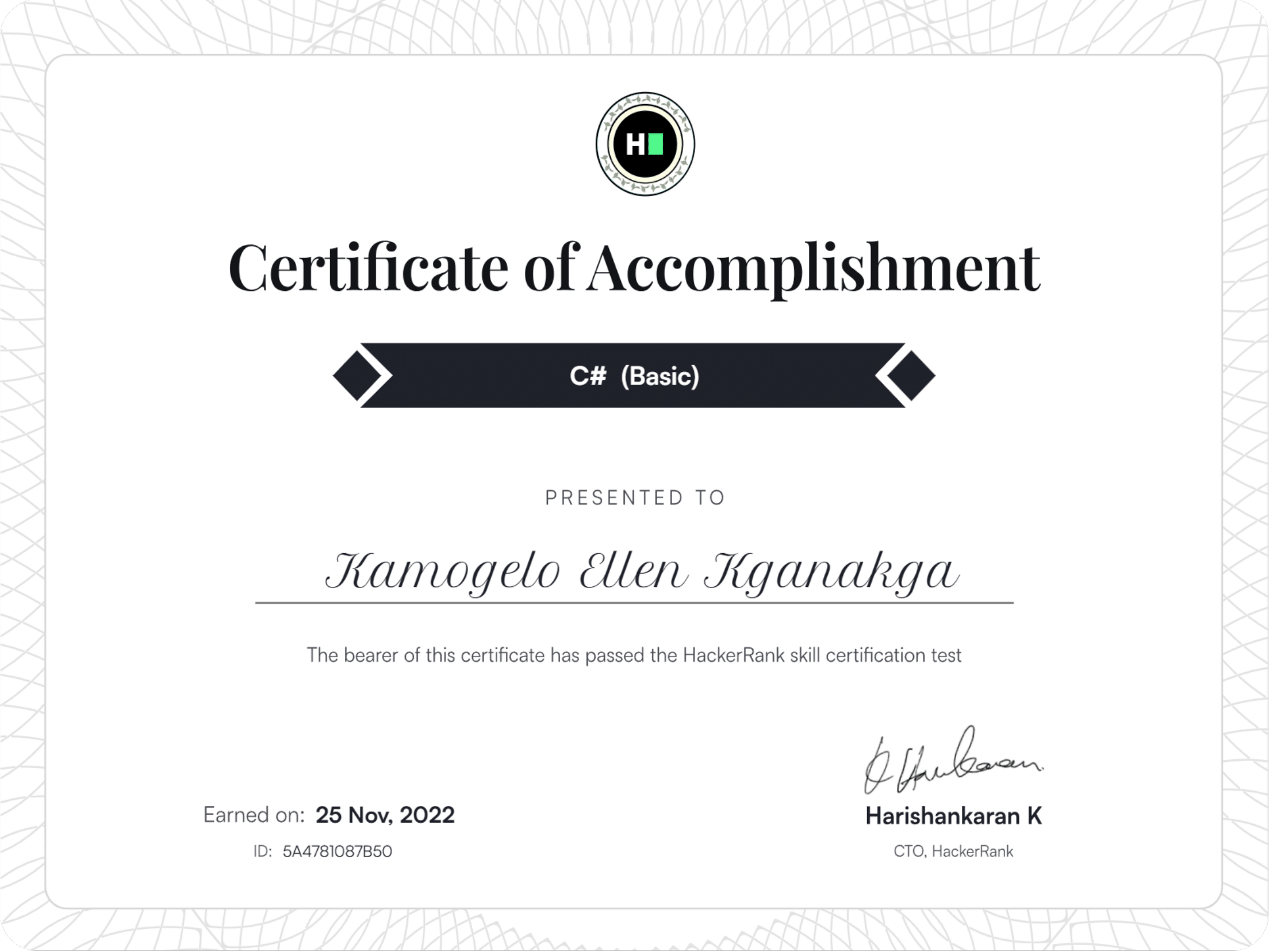 HackerRank C# Certificate