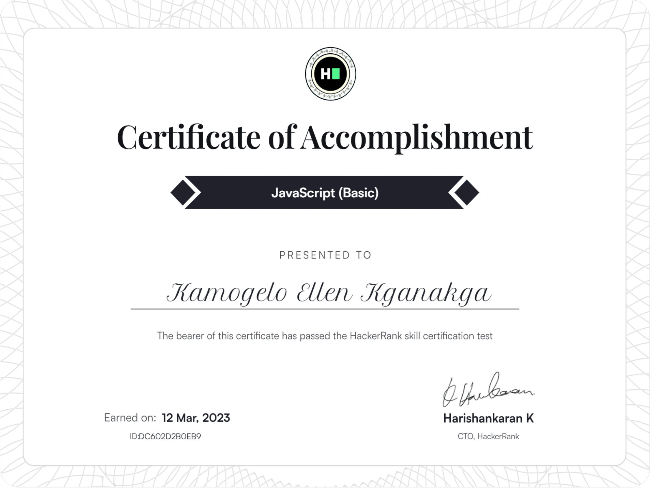 HackerRank JavaScript Certificate